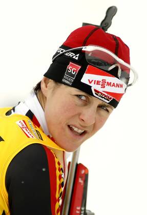Uschi Disl (Deutschland) Biathlon Damen Weltcup 2005 2006, Welt Cup, Worldcup, World, WC, 15km, 15 km, Kilometer Einzelbild Hochfilzen