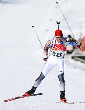Michael Greis (Deutschland) Biathlon OS Winter Herren Olympische Spiele Turin 2006, Winterspiele, 20km, 20 km, Kilometer Einzelbild Cesana San Sicario Dynamik,