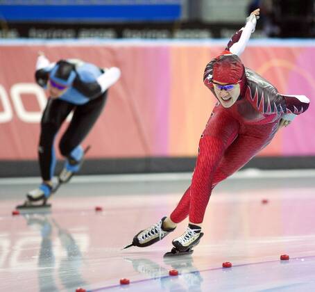 Clara Hughes (Kanada) -  (oly2006022516) Eisschnellauf OS Winter Damen Olympische Spiele Turin 2006, Winterspiele, 5000m, 5000 m, Meter Gruppe Turin