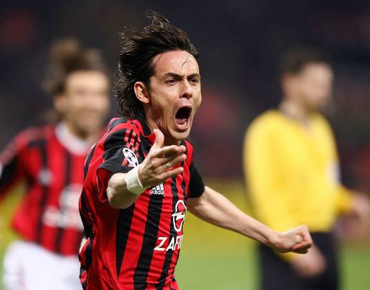 Filippo Inzaghi (Milan) - Torjubel -  Fußball EC 1 Herren Champions League 2005 2006, AC Mailand Einzelbild Mailand Freude, Begeisterung,