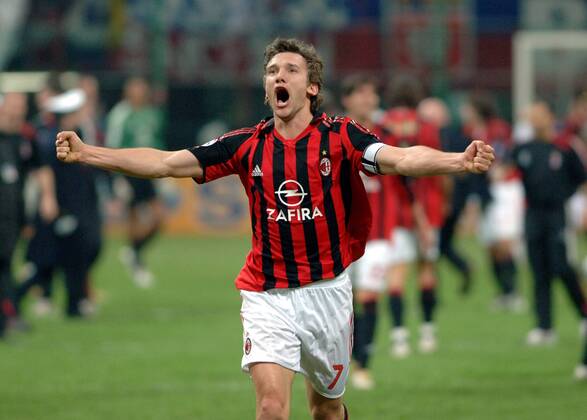 Andriy Shevchenko (Milan) - Schlussjubel Fußball EC 1 Herren Champions League 2005 2006, AC Mailand Einzelbild Mailand Freude, Begeisterung,