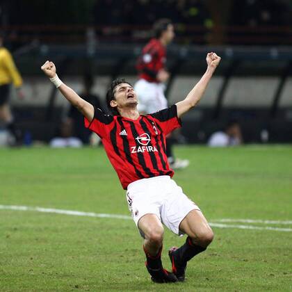 Filippo Inzaghi (Milan) - Torjubel -  Fußball EC 1 Herren Champions League 2005 2006, AC Mailand Einzelbild Mailand Freude, Begeisterung,