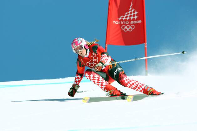 Janica Kostelic (Kroatien) Alpiner Skilauf OS Winter Damen Olympische Spiele Turin 2006, Winterspiele, Ski Alpin, Skisport, Abfahrt, Training Einzelbild San Sicario Fraiteve Dynamik, Alpiner Skilauf OS Winter Damen Olympische Spiele Turin 2006, Winterspiele, Ski Alpin, Skisport, Abfahrt, Training Einzelbild San Sicario Fraiteve Dynamik,