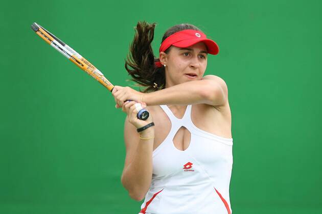 Tamira Paszek (Österreich) - Rückhand Tennis Damen Australian Open 2007, WTA Tour, Grand Slam Einzelbild Melbourne Tennis Damen Australian Open 2007, WTA Tour, Grand Slam Einzelbild Melbourne
