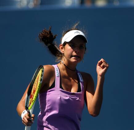 Julia Görges (Deutschland) jubelt Tennis Damen US Open 2007, Grand Slam, WTA Tour Einzelbild Flushing Meadow New York, NY, N Y Freude, Tennis Damen US Open 2007, Grand Slam, WTA Tour Einzelbild Flushing Meadow New York, NY, N Y Freude,