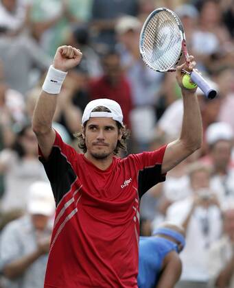 Thomas Haas (Deutschland) - Schlussjubel Tennis Herren US Open 2007, Grand Slam, ATP Tour Einzelbild Flushing Meadow New York, NY, N Y Freude, Tennis Herren US Open 2007, Grand Slam, ATP Tour Einzelbild Flushing Meadow New York, NY, N Y Freude,