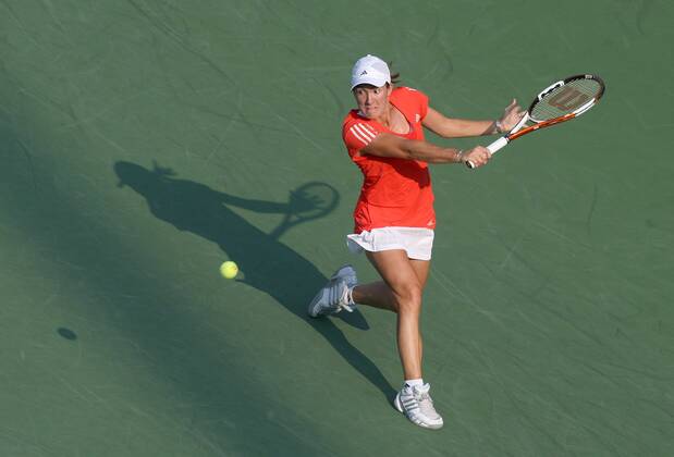 Justine Henin (Belgien) Tennis Damen US Open 2007, Grand Slam, WTA Tour Einzelbild Flushing Meadows New York, NY, N Y Dynamik, Tennis Damen US Open 2007, Grand Slam, WTA Tour Einzelbild Flushing Meadows New York, NY, N Y Dynamik,