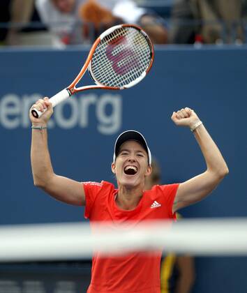 Justine Henin (Belgien) jubelt Tennis Damen US Open 2007, Grand Slam, WTA Tour Einzelbild Flushing Meadows New York, NY, N Y Freude, Begeisterung, Tennis Damen US Open 2007, Grand Slam, WTA Tour Einzelbild Flushing Meadows New York, NY, N Y Freude, Begeisterung,