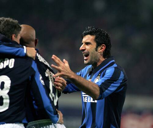 Luis Figo (Inter Mailand) - Torjubel -  Fußball EC 1 Herren Champions League 2007 2008, FC Internazionale Mailand Einzelbild Moskau Freude, Begeisterung, Fußball EC 1 Herren Champions League 2007 2008, FC Internazionale Mailand Einzelbild Moskau Freude, Begeisterung,