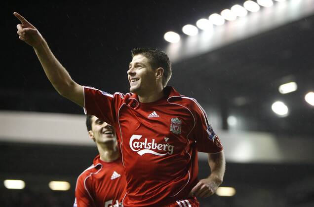 Steven Gerrard (Liverpool) - Torjubel - EDITORIAL USE ONLY. No use with unauthorised audio, video, data, fixture lists, club league logos or live services. Online in-match use limited to 120 images, no video emulation. No use in betting, games or single club league player publications. Fußball Herren FA Cup 2007 2008, Englischer Pokal, Pokalspiel, FC Liverpool Einzelbild Liverpool Freude, Fußball Herren FA Cup 2007 2008, Englischer Pokal, Pokalspiel, FC Liverpool Einzelbild Liverpool Freude,