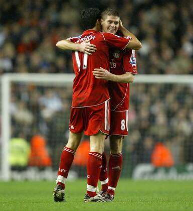 Steven Gerrard (re.) und Alvaro Arbeloa (beide Liverpool) - Torjubel - EDITORIAL USE ONLY. No use with unauthorised audio, video, data, fixture lists, club league logos or live services. Online in-match use limited to 120 images, no video emulation. No use in betting, games or single club league player publications. Fußball Herren FA Cup 2007 2008, Englischer Pokal, Pokalspiel, FC Liverpool Gruppe Liverpool Freude, Fußball Herren FA Cup 2007 2008, Englischer Pokal, Pokalspiel, FC Liverpool Gruppe Liverpool Freude,