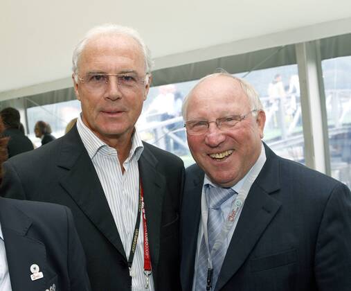 Franz Beckenbauer (li.) und Uwe Seeler (beide Deutschland) am Rande der EURO 2008 Fußball EM Herren EURO 2008 Gruppe Klagenfurt