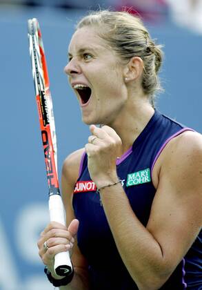 Julie Coin (Frankreich) jubelt -  (NYP20080828330) Tennis Damen US Open 2008, Grand Slam, WTA Tour Einzelbild Flushing Meadows New York, NY N Y Freude,