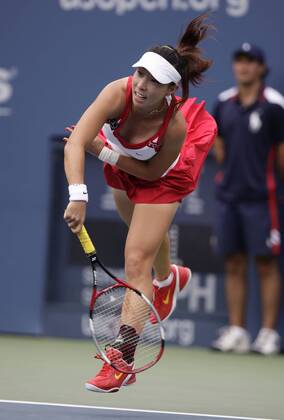 Zheng Jie (China) Tennis Damen US Open 2008, Grand Slam, WTA Tour Einzelbild Flushing Meadows New York, NY, N.Y. Dynamik,