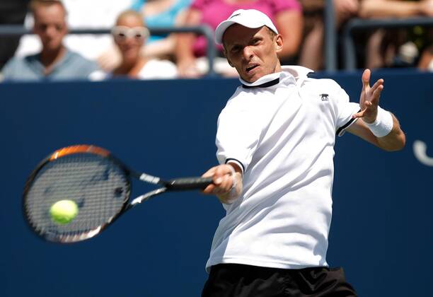 Nikolay Davydenko (Rußland) -  (NYP20080829109) Tennis Herren US Open 2008, Grand Slam, ATP Tour, Einzelbild Flushing Meadows New York, NY, N Y Dynamik,