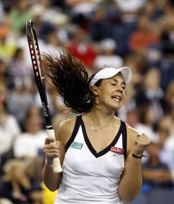 Marion Bartoli (Frankreich) jubelt Tennis Damen US Open 2008, Grand Slam, WTA Tour Einzelbild Flushing Meadows New York, NY, N.Y. Freude, Begeisterung,