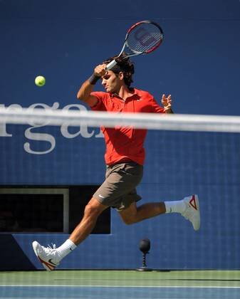 Roger Federer (Schweiz) Tennis Herren US Open 2008, Grand Slam, ATP Tour Einzelbild Flushing Meadows New York, NY, N.Y. Dynamik,