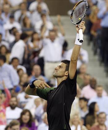 Novak Djokovic (Serbien) - Schlußjubel Tennis Herren US Open 2008, Grand Slam, ATP Tour Einzelbild Flushing Meadow New York, NY N Y Freude, Überlegenheit