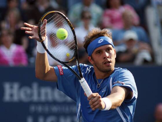 Gilles Muller (Luxemburg) Tennis Herren US Open 2008, Grand Slam, ATP Tour Einzelbild Flushing Meadow New York, NY N Y