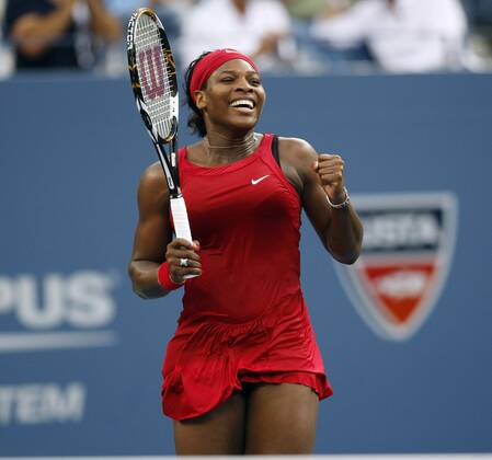 Serena Williams (USA) - Schlußjubel Tennis Damen US Open 2008, Grand Slam, WTA Tour Einzelbild Flushing Meadow New York, NY N Y Freude,