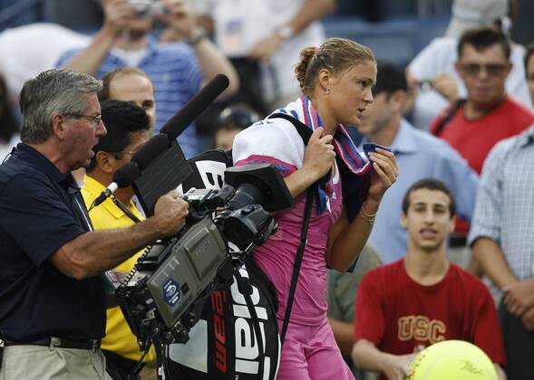Dinara Safina (Rußland) - Abgang Tennis Damen US Open 2008, Grand Slam, WTA Tour Gruppe Flushing Meadow New York, NY N Y Enttäuschung,