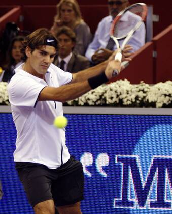 Roger Federer (Schweiz) - Tennis Herren Masters Series 2008, ATP Tour Einzelbild Madrid Dynamik,