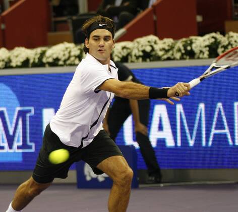 Roger Federer (Schweiz) - Tennis Herren Masters Series 2008, ATP Tour, Einzelbild Madrid Dynamik,