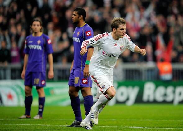 Bastian Schweinsteiger (Bayern) - Torjubel - Fußball EC 1 Herren Champions League 2008 2009, FC Bayern München - AC Florenz, ACF Fiorentina Gruppe München Freude,