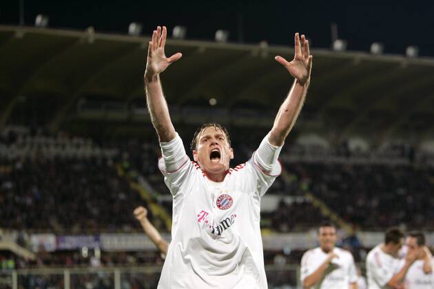 Tim Borowski (Bayern) - Torjubel Fußball EC 1 Herren Champions League 2008 2009, FC Bayern München Einzelbild Florenz Freude, Begeisterung,