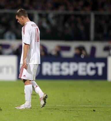Lukas Podolski (Bayern) Fußball EC 1 Herren Champions League 2008 2009, FC Bayern München Einzelbild Florenz Enttäuschung,