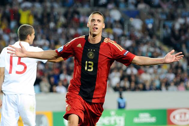 Sandro Wagner (Deutschland U21) - Torjubel -  Fußball EM Herren U21 EM 2009, U 21, Nationalmannschaft, Nationaltrikot Einzelbild Finale Malmö Freude, Begeisterung,