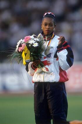 Gail Devers (USA) - Weltmeisterin 1993 über 100m Leichtathletik WM Damen Leichtathletik WM 1993, 100m Einzelbild Stuttgart