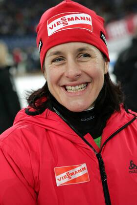 ODLO-Biathlon-World-Team-Challenge 2009 Uschi Disl ( Deutschland ) als Zuschauerin in Gelsenkirchen