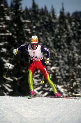 OLYMPIC LEGENDS: Larissa Lasutina Larissa Lasutina (GUS) Nordischer Skilauf OS Winter Damen Olympische Spiele 1992, Winterspiele, Ski Nordisch, Skisport, Langlauf Einzelbild Aufnahmedatum geschätzt Les Saisies