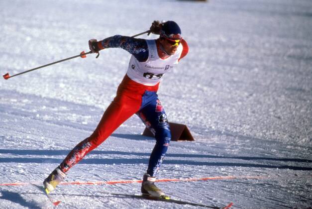 OLYMPIC LEGENDS: Thomas Alsgaard Thomas Alsgaard (Norwegen) Nordischer Skilauf OS Winter Herren Olympische Spiele 1994, Winterspiele, Ski Nordisch, Skisport Einzelbild Lillehammer Dynamik,