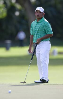 15 January 2010: Tadd Fujikawa of the USA is disappointed after missing a putt on the 10th green during the second round of the Sony Open taking place at the Waialae Country Club. Icon19410011531 o0 USA EDITORIAL USE ONLY