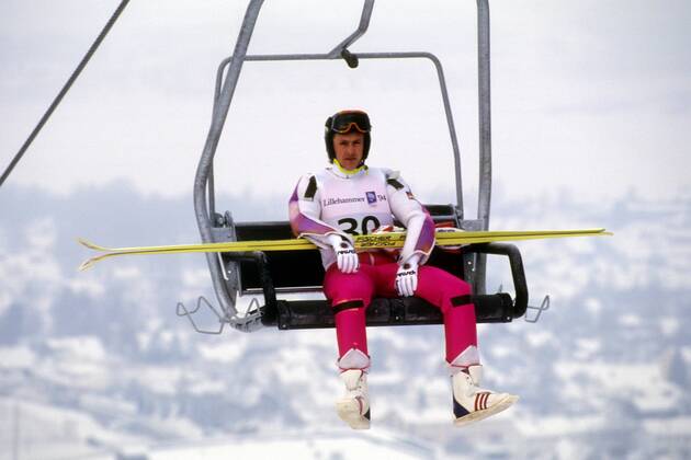 Jens Weißflog (Deutschland) Skispringen OS Winter Herren Olympische Spiele 1994, Winterspiele, Ski Nordisch, Skisport Einzelbild Lillehammer