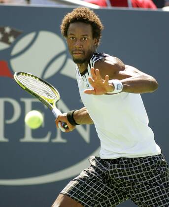 Gael Monfils of France during fourth-round action at the U.S. Open held at the National Tennis Center on September 6, 2010 in New York.  NYP20100906311