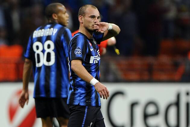 Inter Mailand vs SV Werder Bremen (weiß): Jubel bei Wesley Sneijder  o0 Jubel Freude