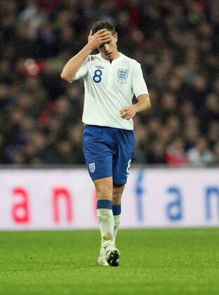 Englands Jordan Henderson looks on dejected - England (white) vs. France (blue) 1:2 EDITORIAL USE ONLY. No use with unauthorised audio, video, data, fixture lists, club league logos or live services. Online in-match use limited to 120 images, no video emulation. No use in betting, games or single club league player publications.