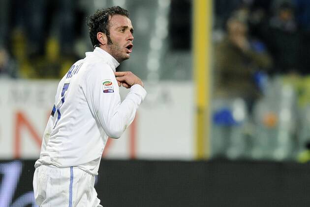 AC Florenz ACF Fiorentina (lila) vs. Inter Mailand (weiß) --- Giampaolo Pazzini
