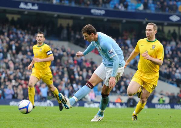 Edin Dzeko of Manchester City misses a chance to score - FA Cup 4th Round replay Manchester City - Notts County - EDITORIAL USE ONLY. No use with unauthorised audio, video, data, fixture lists, club league logos or live services. Online in-match use limited to 120 images, no video emulation. No use in betting, games or single club league player publications.