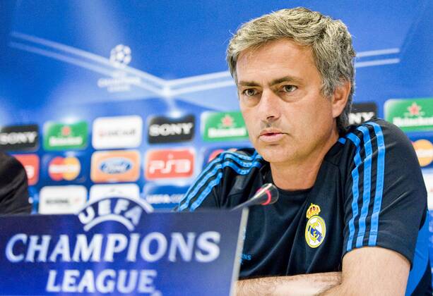 Real Madrid - Olympique Lyonnais ( Lyon ) UEFA CHAMPIONS LEAGUE 2011-2012 Group D - matchday 3 Jose Mourinho, coach of Real Madrid C.F., speaking to the press in Valdebebas before the match