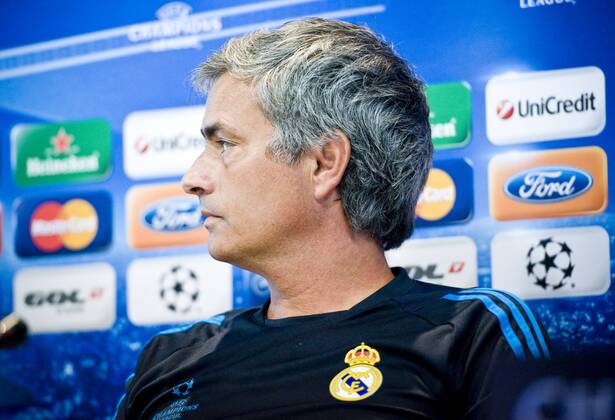 Real Madrid - Olympique Lyonnais ( Lyon ) UEFA CHAMPIONS LEAGUE 2011-2012 Group D - matchday 3 Jose Mourinho, coach of Real Madrid C.F., speaking to the press in Valdebebas before the match