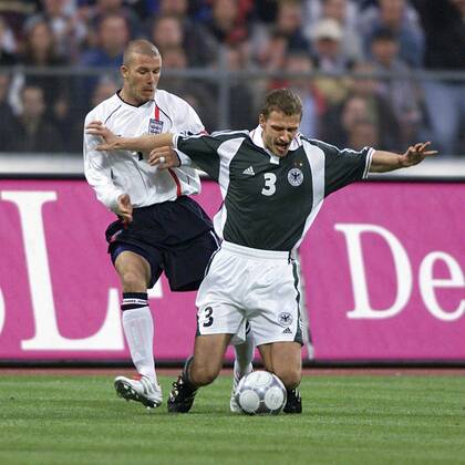 Fussball Laenderspiel Deutschland - England von links: David Beckham , Jörg Böhme