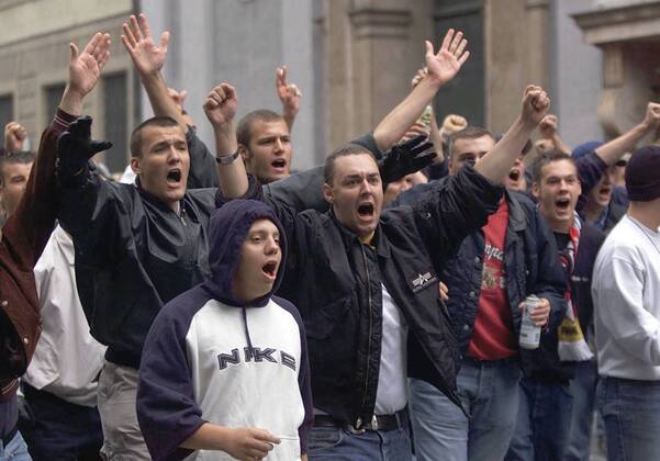 Fussball Laenderspiel Deutschland - England Fans Zuschauer Hooligans Polizei Innenstadt Muenchen