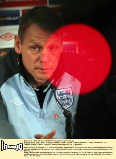 Englands Stuart Pearce during his press conference..England Training at Wembley Stadium, London. 28th February 2012. EDITORIAL USE ONLY. No use with unauthorised audio, video, data, fixture lists, club league logos or live services. Online in-match use limited to 120 images, no video emulation. No use in betting, games or single club league player publications.