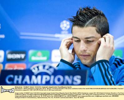 Real Madrid - UEFA Champions League 2011-2012 - Madrid - Cristiano Ronaldo in the press conference before the match 