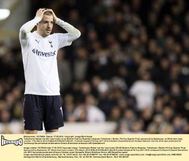 Tottenhams Rafael Van Der Vaart looks on as Boltons Fabrice Muamba collapses Tottenham v Bolton, FA Cup Quarter Final sponsored by Budweiser, at White Hart Lane, London. 17th March 2012 EDITORIAL USE ONLY. No use with unauthorised audio, video, data, fixture lists, club league logos or live services. Online in-match use limited to 120 images, no video emulation. No use in betting, games or single club league player publications.