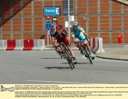 Criterium du Dauphine Libere 2012, 1. Etappe: Seyssins - Saint Vallier -- Bmc Racing 2012, Saur - Sojasun 2012, Astana 2012, Cadel Evans , Jerome Coppel , Andrey Kashechkin ,